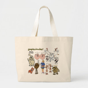 Grafische doedels menagerie tas. grote tote bag