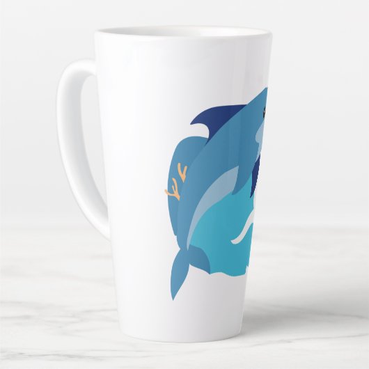 Grafische dolfijn latte mok (Linkerhoek)