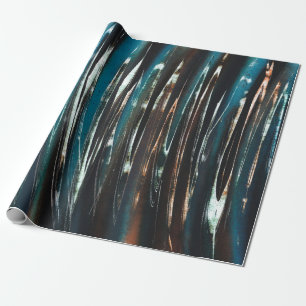 Grafische donkerblauwe golf cadeaupapier
