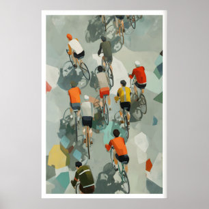 Grafische fietsposter - bovenaanzicht met snelheid poster