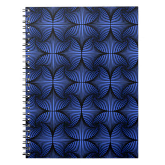 Grafische geometrische 3D Scallop Fan Blauw Notitieboek