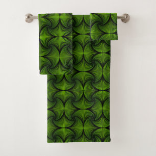 Grafische geometrische 3D Scallop Fan Green Bad Handdoek