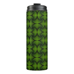 Grafische geometrische 3D Scallop Fan Green Thermosbeker