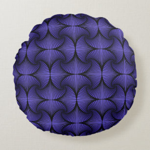 Grafische geometrische 3D Scallop Fan Paarse Rond Kussen