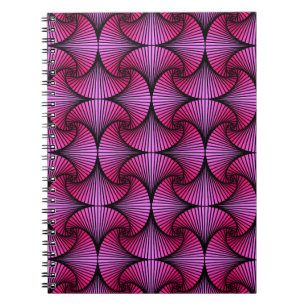 Grafische geometrische 3D Scallop Fan Pink Notitieboek