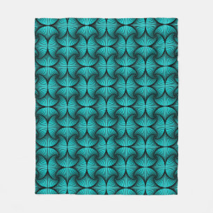 Grafische geometrische 3D Scallop Fan Turquoise Fleece Deken