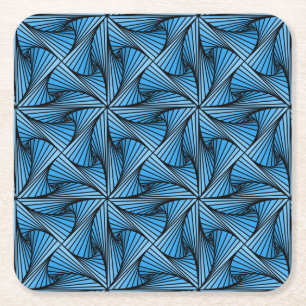Grafische Geometrische 3D Spiraal Twist Blauw Vierkante Kartonnen Onderzetter
