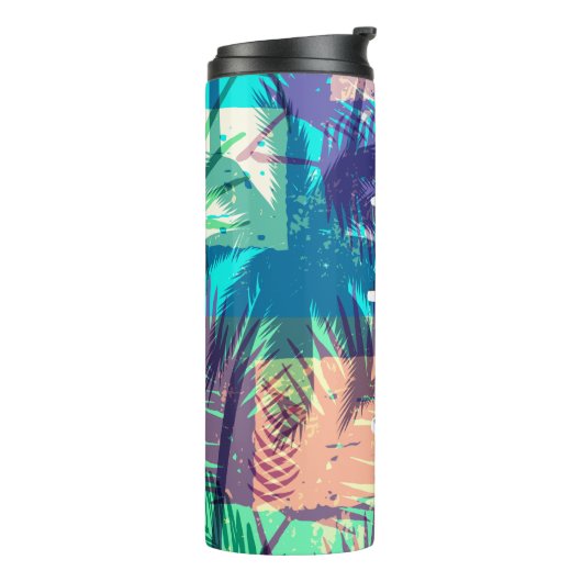 Grafische gepersonaliseerde palmstructuurverkollin thermosbeker (Gedraaid links)