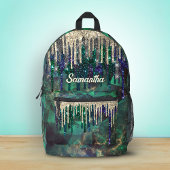 Grafische groene turquoise goudglitter druppelt mo bedrukte rugzak