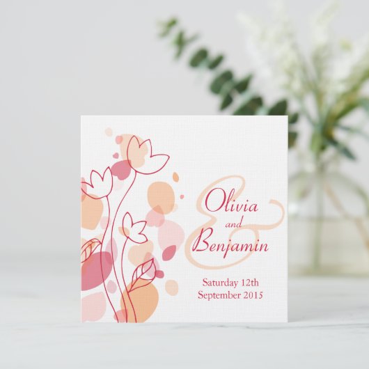 Grafische hedendaagse bloembladen Uitnodigen voor  Kaart (Staand voorkant)