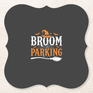 Grafische heksenhut voor bezemparking op Halloween Kartonnen Onderzetters