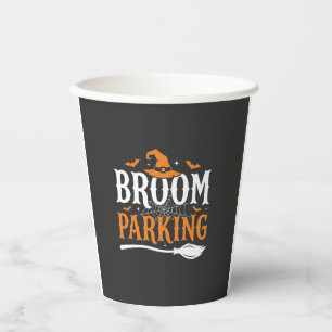 Grafische heksenhut voor bezemparking op Halloween Papieren Bekers