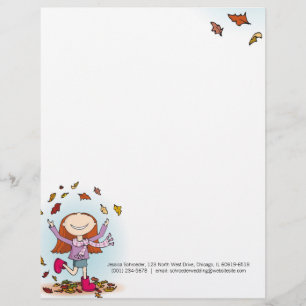 Grafische herfst / herfst meisje briefhoofd sjabloon
