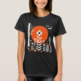 Grafische illustratie van een nachtlandschap t-shirt