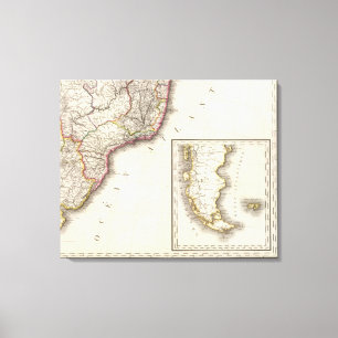 Grafische kaart Argentinië en Chili Canvas Afdruk
