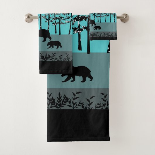 Grafische kaart beer van het boslandschap bad handdoek (Insitu)
