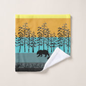 Grafische kaart beer van het boslandschap bad handdoek (Wasdoekje)