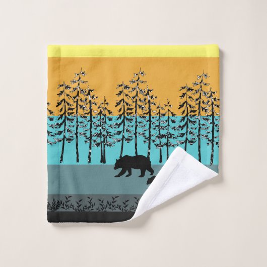 Grafische kaart beer van het boslandschap bad handdoek (Wasdoekje)
