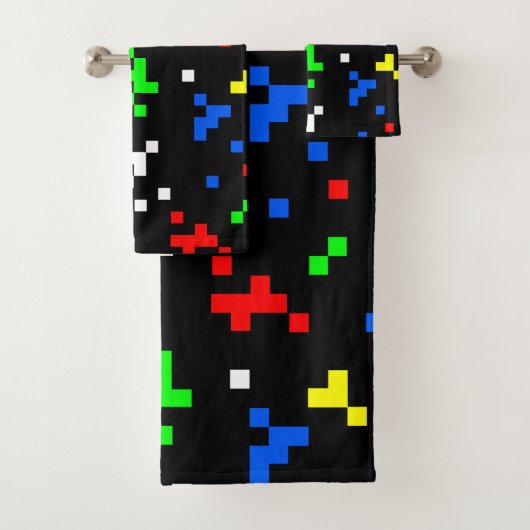 Grafische kaart met 8-bits videobeelden retro bad handdoek (Insitu)
