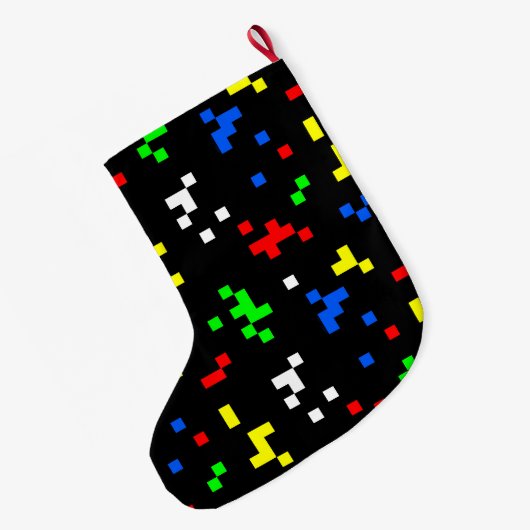 Grafische kaart met 8-bits videobeelden retro grote kerstsok (Achterkant (Hangend))