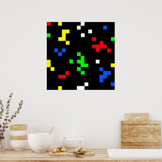 Grafische kaart met 8-bits videobeelden retro poster (Keuken)