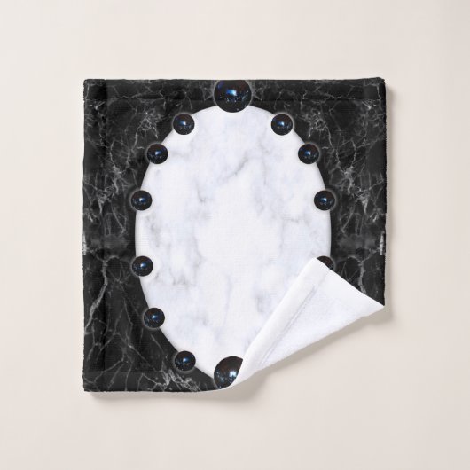 Grafische kaart met witte en zwarte marmer bad handdoek (Wasdoekje)