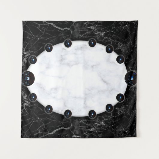 Grafische kaart met witte en zwarte marmer wandkleed (Voorkant (horizontaal))