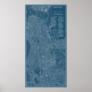 Grafische kaart van Boston Poster
