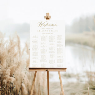 Grafische kalligrafie Gold Alfabetical Seating Cha Poster