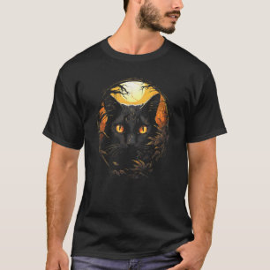 Grafische kat met gloeiende ogen t-shirt