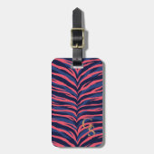 Grafische kleurige roze zebra print monogram bagagelabel (Voorkant verticaal)