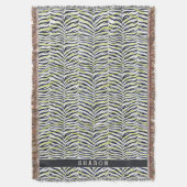 Grafische kleurige zwart-gele zebra printmonogram deken (Voorkant Verticaal)