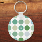 Grafische kleurrijke groene pokstippatroonmonogram sleutelhanger (Voorkant)