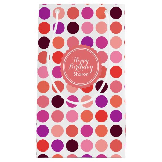 Grafische kleurrijke pokstippatroonmonogram klein cadeauzakje (Voorkant)