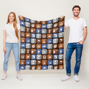 Grafische koffie-pictogrammen fleece deken