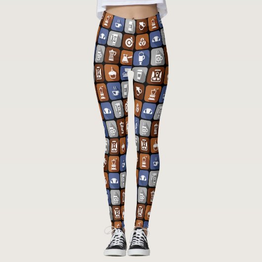 Grafische koffie-pictogrammen leggings (Voorkant)