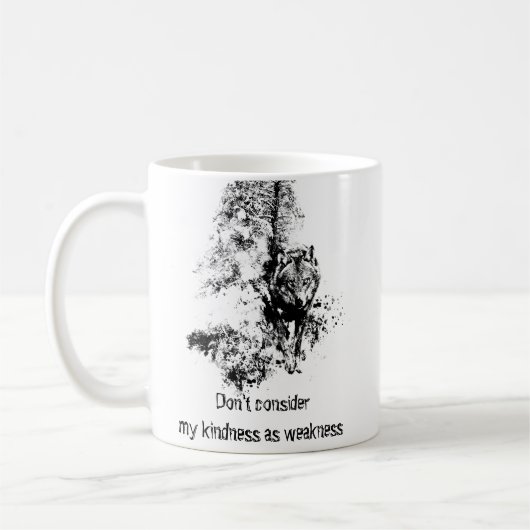 Grafische kunst Gray Wolf Wildlife Kindness Quote Koffiemok (Links)