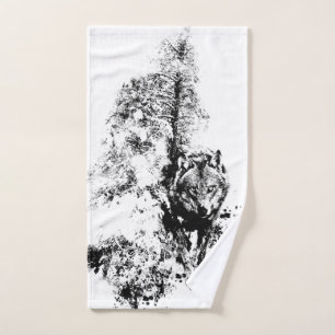 Grafische kunst Grijze Wolf Natuur in het wild lev Handdoek
