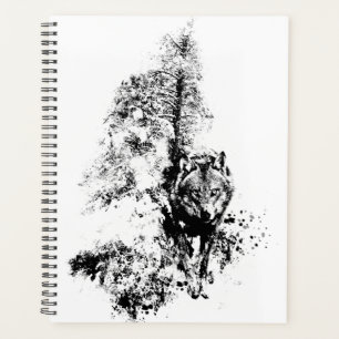 Grafische kunst Grijze Wolf Natuur in het wild Planner