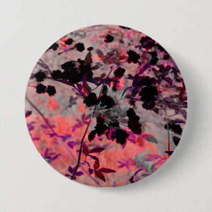 Grafische kunst met rode zwarte bloem ronde button 7,6 cm