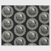 Grafische kunst Raven Bird Grey White Cadeaupapier (Vlak)