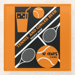 Grafische kunst van Tennis Player Glazen Onderzetter