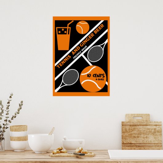 Grafische kunst van Tennis Player Poster (Keuken)