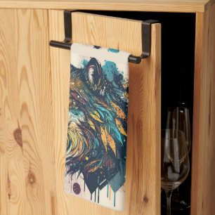 Grafische kunst Wolf Wild Animal Natuur Wildlife A Theedoek