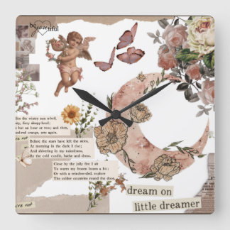 Grafische kunstbloem citaat jornale engel T-Shirt Vierkante Klok