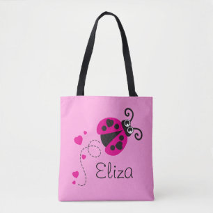 Grafische ladybug hearts meisjes naam canvas tas