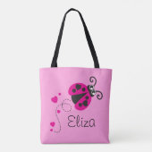 Grafische ladybug hearts meisjes naam canvas tas (Achterkant)