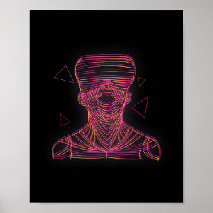Grafische lijnkunst voor een VR-gamer in virtuele Poster