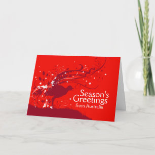 Grafische lyrebird Red Australian Kerstkaart Feestdagen Kaart