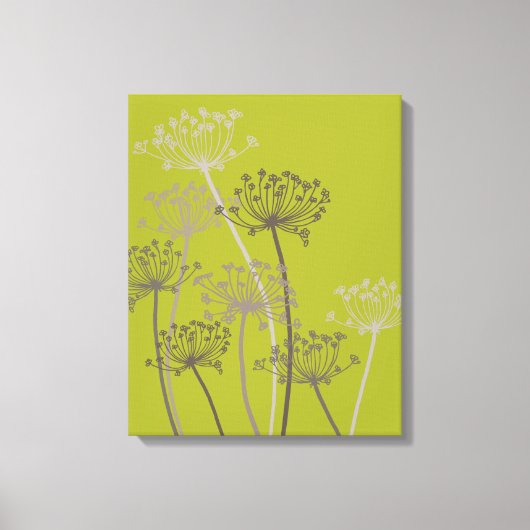 Grafische moderne bloem kervel groene canvas print (Voorkant)